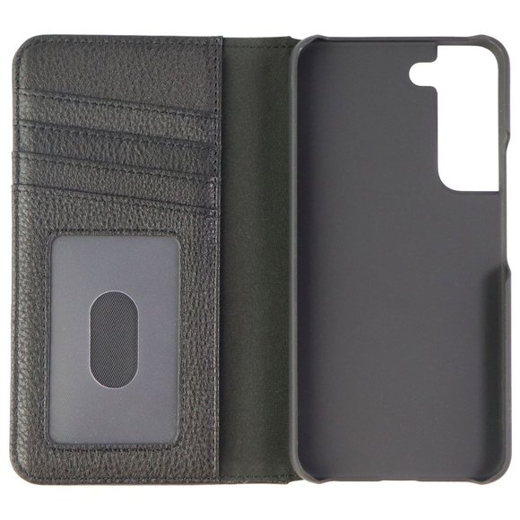 Genuine Leather Wallet Folio Case for Samsung Galaxy S22 - Black